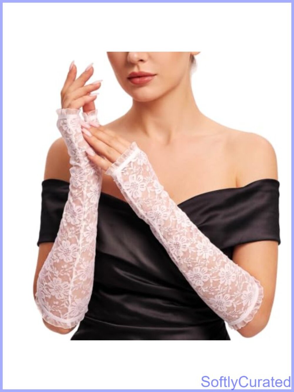 Lace Fingerless Long Gloves Gothic Bridal Arm Sleeves
